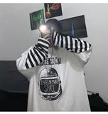Purpdrank - Autumn tshirt Casual Letter Print O-Neck stripe Tees Creativity Loose T-Shirts Women Long Sleeve Oversize top Hip Hop Streetwear