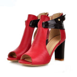 Purpdrank - New 2023 Women Sandals High Heeled Gladiator Buckle Sandals Peep Toe Women Summer Shoes Zapatos Mujer Size 34-43