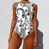 Purpdrank - Sexy Print One Piece Swimsuit Closed Large Size Swimwear Push Up Women Flower Vintage Body Swim Beach Pool Bathing Suit