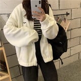 Purpdrank - Harajuku Women Zip-up Hoodies Plus Velvet Fleece Warm Winter Sweatshirts Jacket Casual Loose Stand Collar Oversized Hoodie