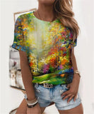 Purpdrank - Fashion 3D Gradient Print Women T-Shirts Short Sleeve Summer Casual Tops Street Sport Loose Tee Lady O-Neck Tie-dye T-Shirt Top