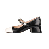 Purpdrank - Retro Thick Heel Nude Black Sandals Women Shoes Sexy Ankle Strap Metal Mary Janes Casual Slingback Pumps Dress Shoes For Woman