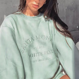 Purpdrank - Letter Embroidery White Crewneck Sweatshirt Women Winter Tops Oversized Cool Girls Streetwear New Korean Fashion Pullover Casual