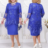Purpdrank - Royal Blue Lace Mother Of The Bride Dresses Wome Plus Size Wedding Evening Dress Long Robe mere de la Mariee Gift For Guest