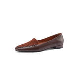 Purpdrank - Spring Autumn Genuine Leather Women Shoes Slip-On Square Toe Shallow Pumps Casual Retro Low-heeled Shoes for Women Handmade