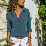Purpdrank - Womens Soft Tops Blouses 2023 Autumn Long Sleeve Solid V-Neck Office Blouse Female Work Women Button Up Shirt Plus Size 5XL