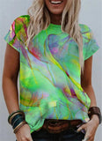 Purpdrank - Fashion 3D Gradient Print Women T-Shirts Short Sleeve Summer Casual Tops Street Sport Loose Tee Lady O-Neck Tie-dye T-Shirt Top