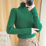 Purpdrank - New Women's Autumn Winter Turtleneck Pullovers Sweater Woman Primer Shirt Long Sleeve Short Slim-fit tight Jumper Top Solid