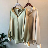 Purpdrank - Spring Womens Clothing Silk Shirt Vintage Blouse Women Sheer Top Women Longsleeve Dress Shirt Plus Size Woman Overshirt