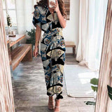 Purpdrank - 2023 New Bandage Single Breasted Dress Women Casual Short Sleeve Button Solid Maxi Dress For Woman Summer Holiday Style Dress