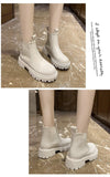 Purpdrank - 2023 New Chunky Boots Fashion Platform Women Ankle Female Sole Pouch Ankle Botas Mujer Round Toe Slip-On Botas Altas Mujer