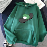 Purpdrank - Springtime Skateboard frog oversized Sweatshirt men and women's  Hoodies Harajuku Warm Pullover Womens Korean Style Hoodie