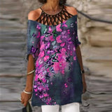 Purpdrank - Fashion Retro Printing Women Dress Sexy V-Neck Short Sleeve Loose Beach Homewear Dress Summer Casual Comfy Female Model Dress
