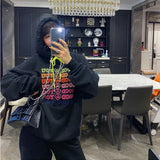 Purpdrank - Letter Embroidery White Crewneck Sweatshirt Women Winter Tops Oversized Cool Girls Streetwear New Korean Fashion Pullover Casual