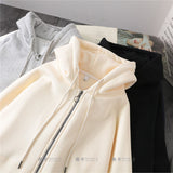 Purpdrank - Lazy Plush and Thick Zip-up Autumn And Winter Fashion Women Sweatshirt  hoodie coat  Korean Soild Color Long Sleeve Female