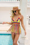Purpdrank - Crochet Hollow Out Tassel Beach Cover Up Sexy Women Mini Tops Beachwear Bikini Swimwear Bathing Suit Cover Up