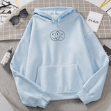 Purpdrank - Korean Streetwear Sweatshirt Men Women Casual Pullover Hip Hop Long Sleeve Smile Sad Face Line Print Hoodies Sportswear Tops