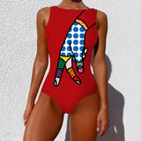 Purpdrank - Sexy Print One Piece Swimsuit Closed Large Size Swimwear Push Up Women Flower Vintage Body Swim Beach Pool Bathing Suit