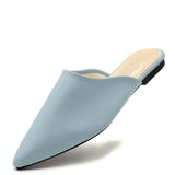 Purpdrank - Summer Flats Lady Sandals Slippers Soild Color Slip On Pointed Toe Women Mules Outdoor Slipper Shoes Woman Slides (soft leather)