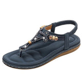 Purpdrank - Bohemia Women Ladies Fashion Crystal Bead Flat Slipper Sandals Casual Sexy High Quality Outsid Ladies Shoes Med (3cm-5cm)
