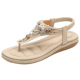 Purpdrank - Bohemia Women Ladies Fashion Crystal Bead Flat Slipper Sandals Casual Sexy High Quality Outsid Ladies Shoes Med (3cm-5cm)