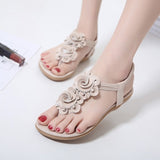 Purpdrank - New Women Summer Casual Bohemia Flat Sandals Shoes Woman Flower Flip flop Sweet Beach Sandals Shoes Size 35-41