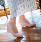 Purpdrank - Autumn Women Genuine Shoes Height Wedges Shoes Woman Casual Slip-On Loafers White Beige White Red Black