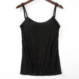 Purpdrank - New Padded Bra Tank Top Women Modal Spaghetti Solid Cami Top Vest Female Camisole With Built In Bra Fitness Clothing