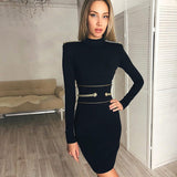 Purpdrank - Summer New Women Mini Long Sleeve Bandage Dresses Fashion Bodycon Elegant Sexy O Neck Club Vestidos Evening Party Dress