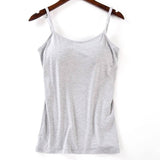 Purpdrank - New Padded Bra Tank Top Women Modal Spaghetti Solid Cami Top Vest Female Camisole With Built In Bra Fitness Clothing