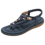 Purpdrank - Bohemia Women Ladies Fashion Crystal Bead Flat Slipper Sandals Casual Sexy High Quality Outsid Ladies Shoes Med (3cm-5cm)