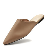 Purpdrank - Summer Flats Lady Sandals Slippers Soild Color Slip On Pointed Toe Women Mules Outdoor Slipper Shoes Woman Slides (soft leather)