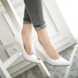 Purpdrank - Autumn Women Genuine Shoes Height Wedges Shoes Woman Casual Slip-On Loafers White Beige White Red Black