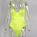 Purpdrank - Sexy Bodysuit V Neck Stretchy Women Body Spaghetti Strap Playsuits Backless Summer Female Gold Green Pink Jumpsuit