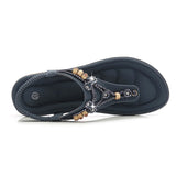 Purpdrank - Bohemia Women Ladies Fashion Crystal Bead Flat Slipper Sandals Casual Sexy High Quality Outsid Ladies Shoes Med (3cm-5cm)