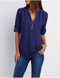 Purpdrank - Women Shirts Summer Autumn Casual V-neck Chiffon Blouse Women Top Camisa Feminina Long Sleeve Black White Ladies Blouses Shirt