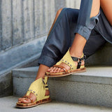 Purpdrank - Women's Artificial Leather Flat Summer Sandals Fashion Rome Flip Flops Platform Shoes