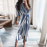 Purpdrank - 2023 New Bandage Single Breasted Dress Women Casual Short Sleeve Button Solid Maxi Dress For Woman Summer Holiday Style Dress