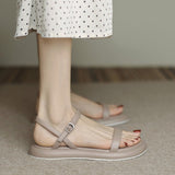 Purpdrank - New Sandals For Women Leather Summer Women Shoes Fashion Round Ladies Footwear Size 35-40