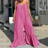 Purpdrank - Oversized Chiffon Jumpsuits and Rompers For Women Large Solid High Waisted Pleated V Neck Elegant Evening Night Party Jumpsuits