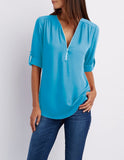 Purpdrank - Women Shirts Summer Autumn Casual V-neck Chiffon Blouse Women Top Camisa Feminina Long Sleeve Black White Ladies Blouses Shirt