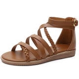 Purpdrank - 36-42 Bohemian Sandals Women's New Large Size Women's Shoes Summer Woven Roman Sandals Women's Casual Flat Sandals