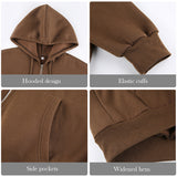 Purpdrank - Brown Zip Up Sweatshirt Winter Jacket Clothes oversize y2k Hoodies Women plus size Vintage Pockets Long Sleeve Pullovers
