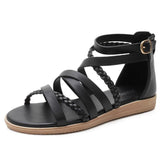 Purpdrank - 36-42 Bohemian Sandals Women's New Large Size Women's Shoes Summer Woven Roman Sandals Women's Casual Flat Sandals