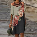 Purpdrank - Fashion Retro Printing Women Dress Sexy V-Neck Short Sleeve Loose Beach Homewear Dress Summer Casual Comfy Female Model Dress