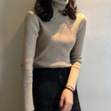 Purpdrank - Women's Turtleneck Sweater Autumn and Winter New Pullover Slim Bottoming Sweater Knitted Casual Long Sleeve Pull Femme 16675