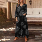 Purpdrank - Bohemian Shirt Dress Women's Maxi Sundress Spring Elegant Casual V Neck Ruflle Vestido Female Long Sleeve Tunic Robe