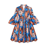 Purpdrank - Womens African Ankara Print Maxi Dress Traditional Casual Outfits Attire Fashion Lotus Sleeve V Neck African Dresses Women