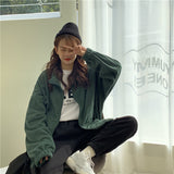 Purpdrank - Harajuku Women Zip-up Hoodies Plus Velvet Fleece Warm Winter Sweatshirts Jacket Casual Loose Stand Collar Oversized Hoodie