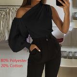 Purpdrank - Summer Women Long Sleeve Shirt Sexy Off Shoulder Solid Tunic Fashion Blouses Casual Top Elegant Party Blusas Feminina